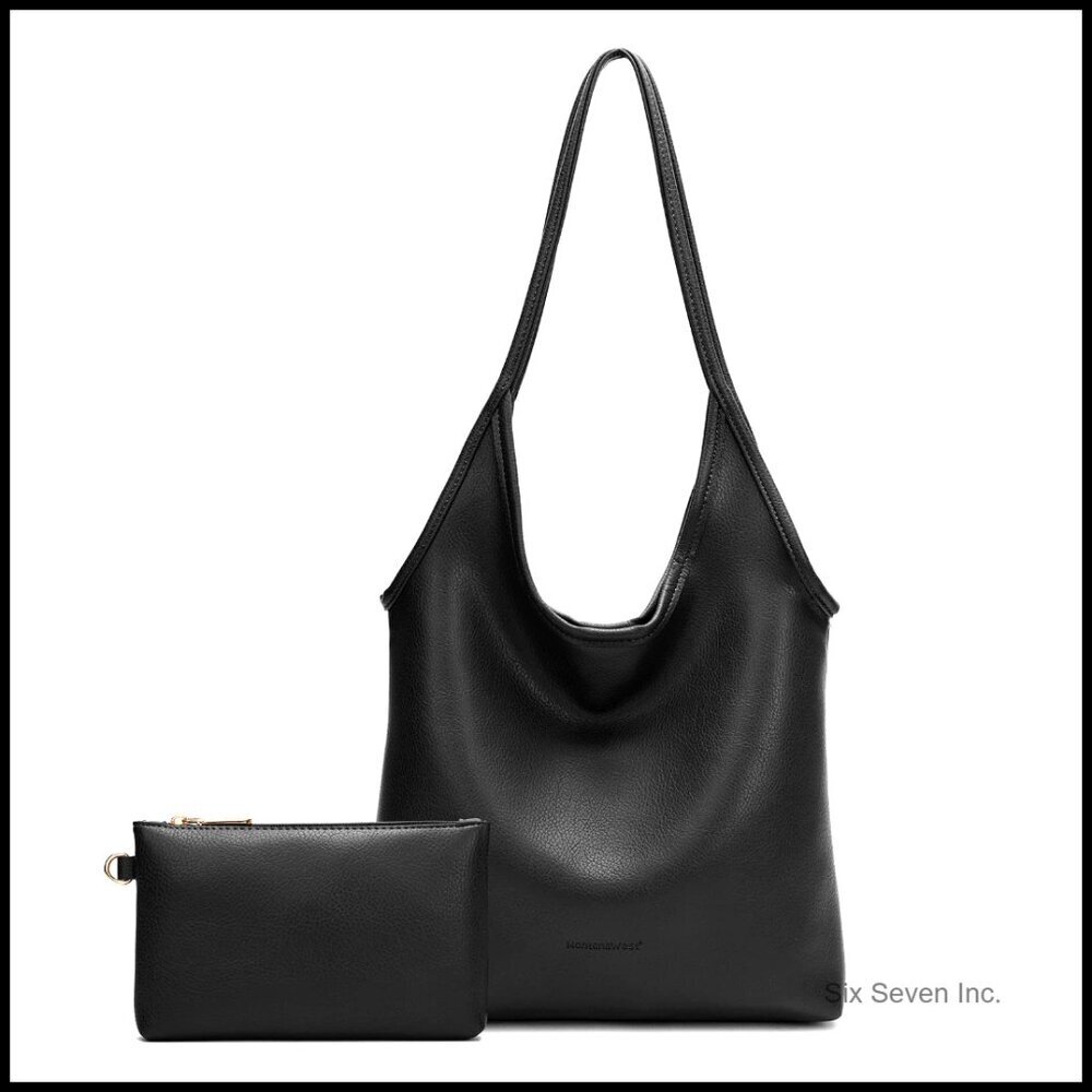 Slouchy Hobo Shoulder Bag Vegan Leather Spacious Designer Purse Elegant
